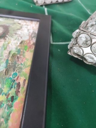 Quadretto decorativo con fiori e figura