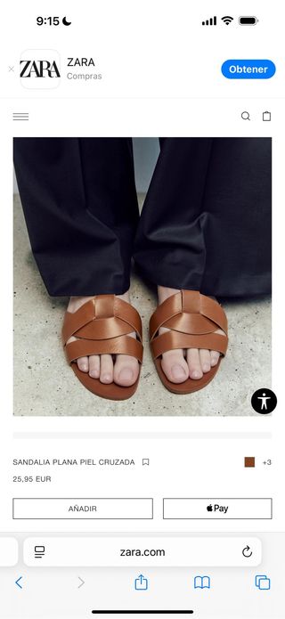 Sandalias Zara pala trenzada piel marrón