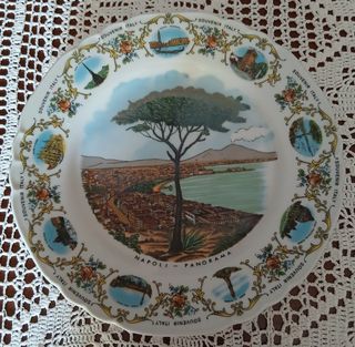 Piatto Souvenir Napoli Panorama Ceramica