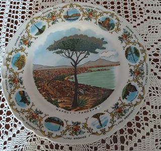 Piatto Souvenir Napoli Panorama Ceramica
