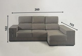 Sofá Chaiselongue Gris Tela
