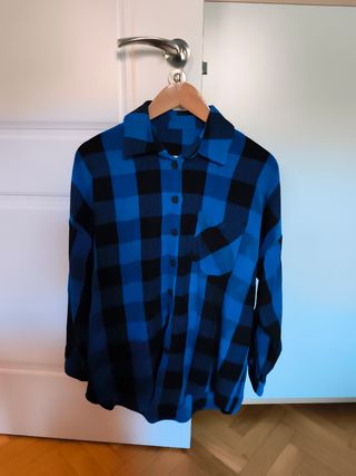 Camisa cuadros azul y negro talla S