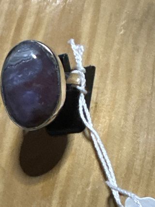 Anillo Plata Piedra Natural Morada