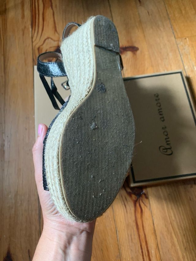 Sandalias de cuña negras talla 37.5