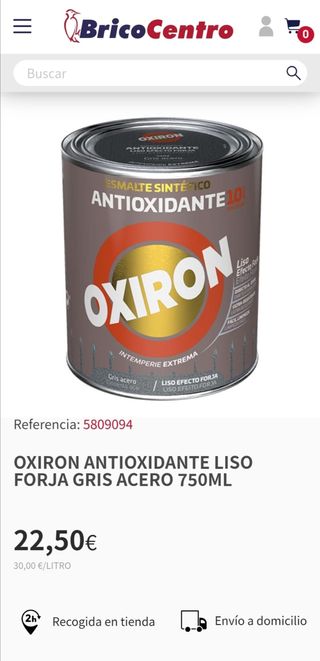 Lote de 2 botes Oxiron Liso efecto gris forja