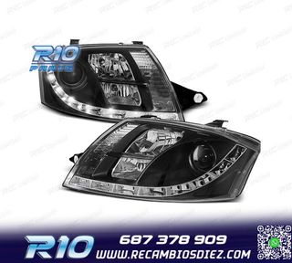 FAROS AUDI TT 98-05 LUZ DIURNA LED FONDO NEGRO