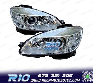FAROS XENON MERCEDES CLASE C W204 07-11 FONDO CROMO