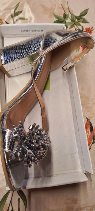 Scarpe Wuxiaofan Argento Strass Tg 38