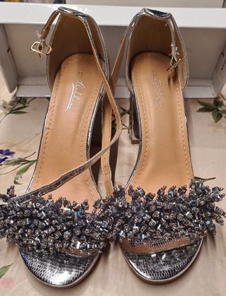 Scarpe Wuxiaofan Argento Strass Tg 38