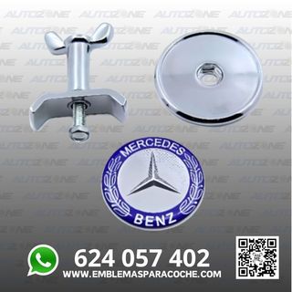 Emblema Mercedes azul para capó antirrobo (44 mm)