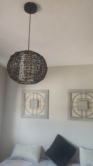 Lámpara Colgante Ratán Marrón PVC Negra