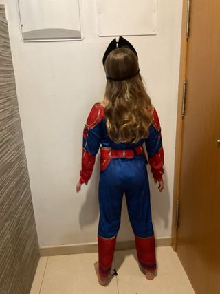 Disfraz Capitana Marvel Talla 8-9 con máscara tela