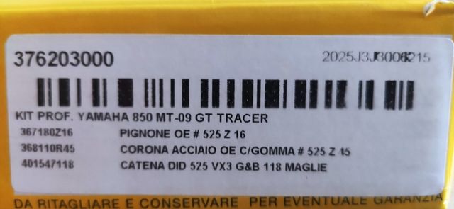 Coroa e pinhão para YAMAHA MT-09 900 GT - TRACER 8