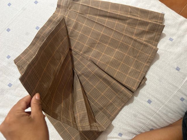 Falda pantalón cuadros beige y marrón TALLA 10-12