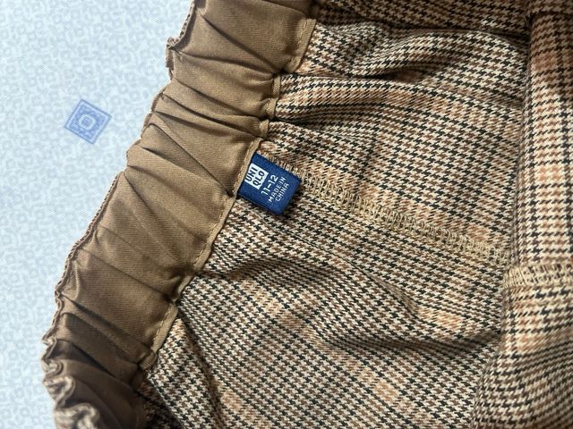 Falda pantalón cuadros beige y marrón TALLA 10-12