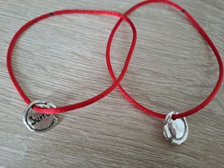 Set 2 Pulseras Uno de 50 Suerte Plata