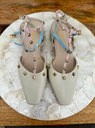 Sandalias Lodi Beige, Azul y Rosa