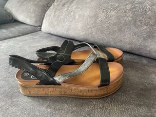 Sandalias Mujer T38 Inside Negro/Plata