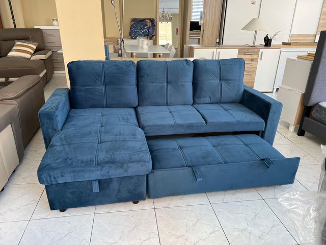 Sofá Cama Chaiselongue Reversible Azul