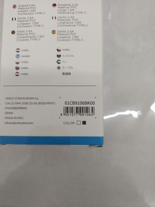Cable Datos Unico USB-C 1.5M 2.4A 1,5 m de largo .