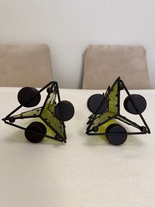 2 Farolillos Árbol Navidad Vidrio y Metal