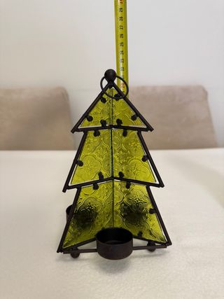 2 Farolillos Árbol Navidad Vidrio y Metal