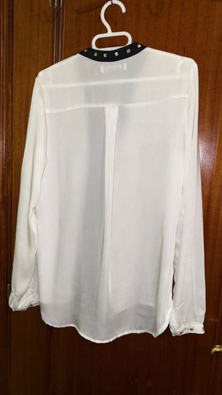 Camisa Suite Blanco Blanca y Negra Tachuelas Talla