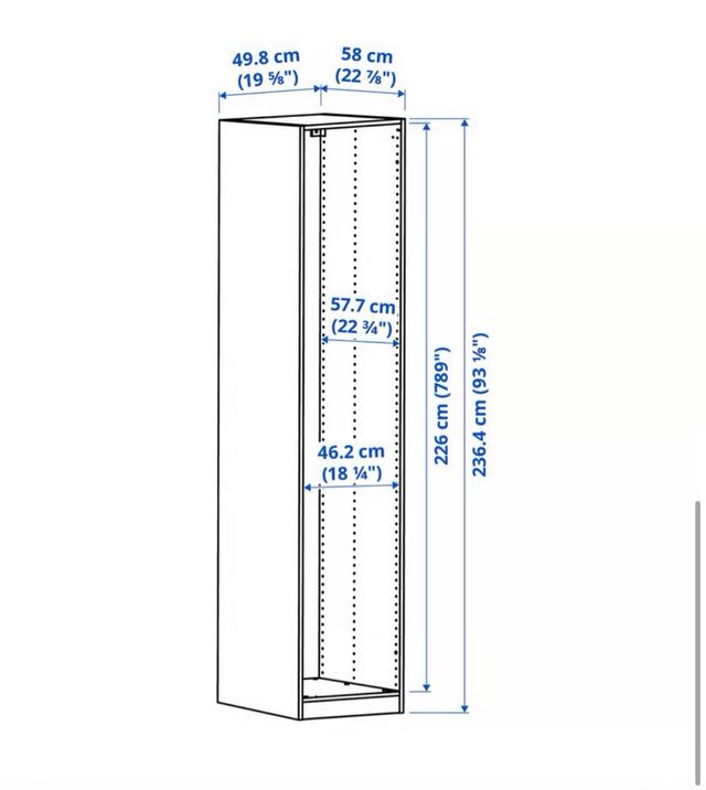 Estructura armario PAX IKEA blanco con 6 baldas