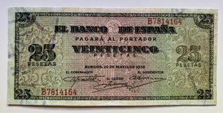 Billete 25 Pesetas 1938 Burgos. Leer