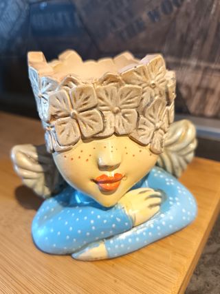 Vaso Angelo con Ortensie Blu/Oro