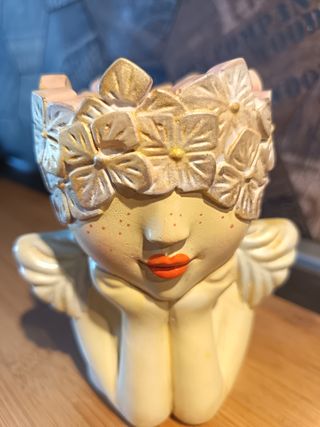 Vaso Angelo con Ortensie Beige/Oro