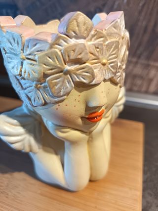 Vaso Angelo con Ortensie Beige/Oro