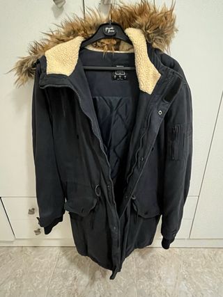 Abrigo Parka Hombre Negro con Capucha