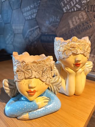 Coppia Vasi Angelo con Ortensie