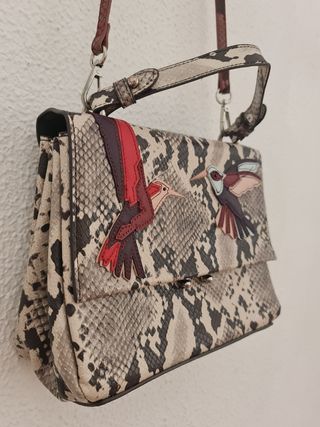 Bolso Mango estampado serpiente con pájaros