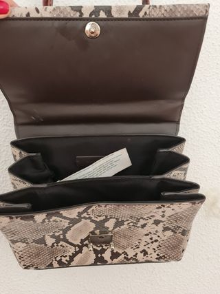 Bolso Mango estampado serpiente con pájaros