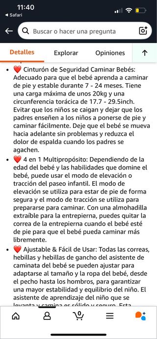 Arnés para ayudar a caminar a bebés