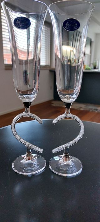 Set Calici Cristallo Cuore fatti a mano 