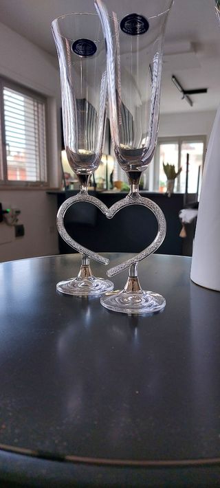 Set Calici Cristallo Cuore fatti a mano 
