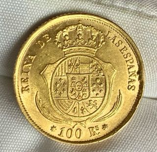 Moneda oro Isabel II 100 Reales 1857 Sevilla
