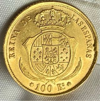 Moneda oro Isabel II 100 Reales 1857 Sevilla