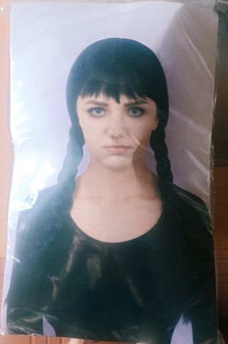 Peluca Miércoles Addams Negra Trenzas