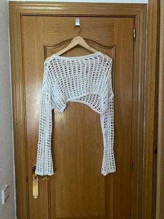 Camisa playera de crochet blanca