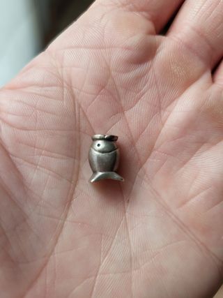 Charm para pulsera, pez plateado