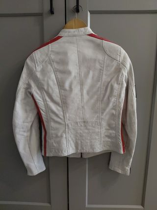 Cazadora Gerome cuero Blanca y motivos moto