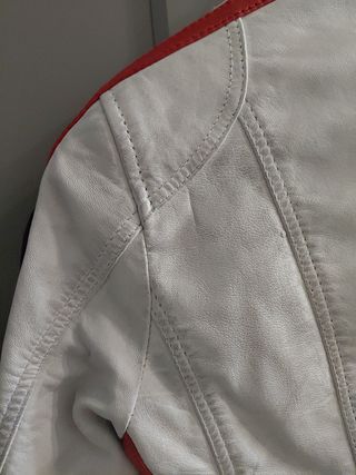 Cazadora Gerome cuero Blanca y motivos moto