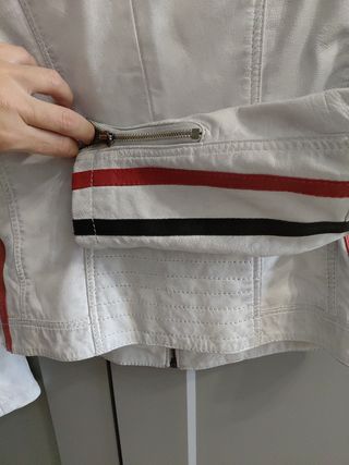 Cazadora Gerome cuero Blanca y motivos moto