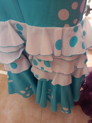 Traje Flamenca Gitana Azul Lunares