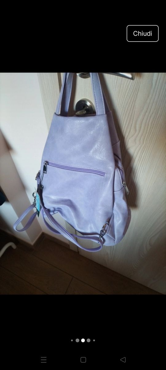 Borsa/zaino ecopelle lilla nuova