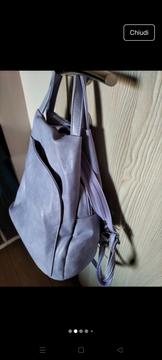 Borsa/zaino ecopelle lilla nuova